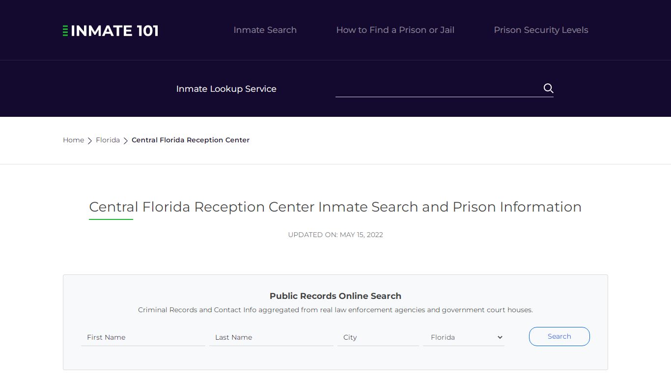 Central Florida Reception Center Inmate Search, Visitation ...