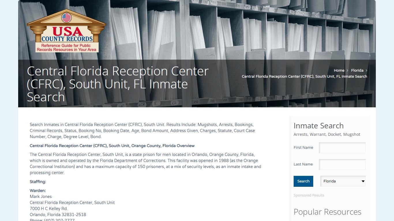 Central Florida Reception Center (CFRC ... - Name Search