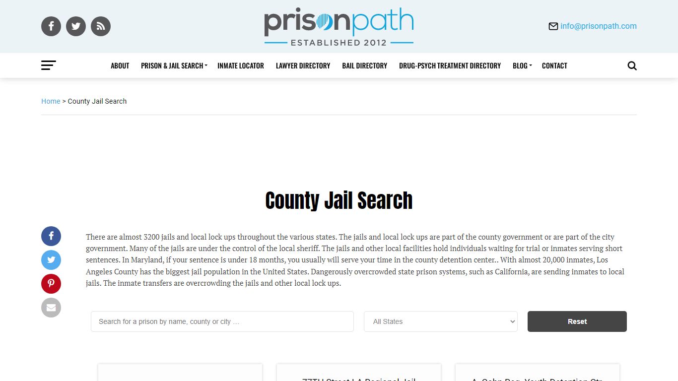 County Jail Search - Prison Inmate Search & Locator ...