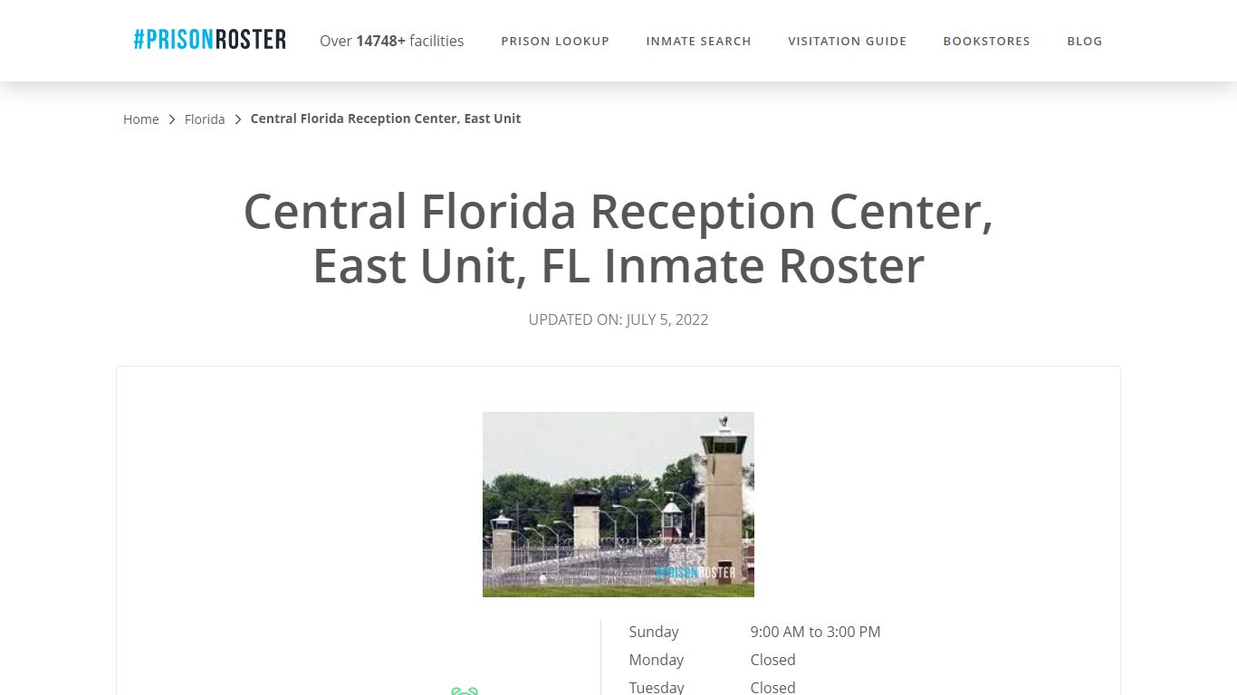 Central Florida Reception Center, East Unit, FL Inmate Roster